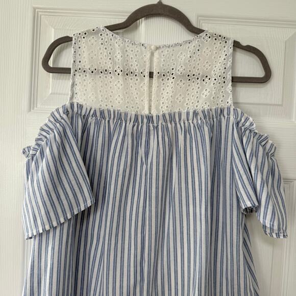 Andree by Unit New Women's Striped Pockets Cold Shoulder Dress Size Medium - Picture 12 of 13